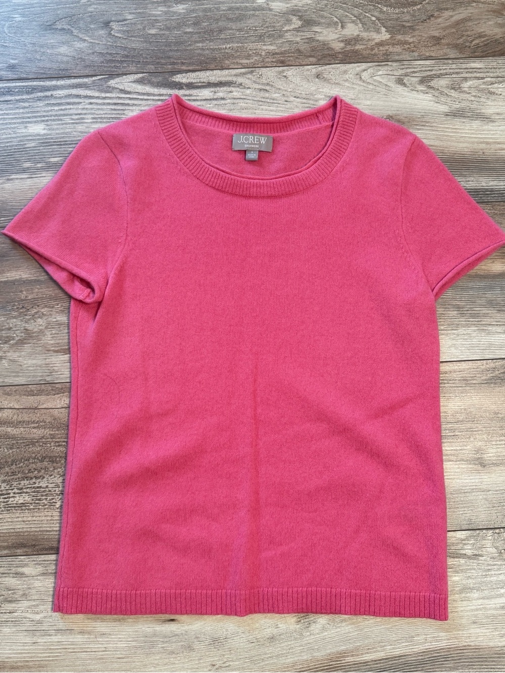 J. Crew Short Sleeve Crewneck Cashmere Top in Bright Pink